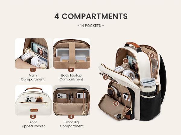 LOVEVOOK Laptop Backpack for Women with Pouch Pocket for Large Capacity Cup, 15.6-18 Inch Laptop Computer Bag Travel Backpack Purse, Waterproof Work Business Backpack College Teacher Bags.