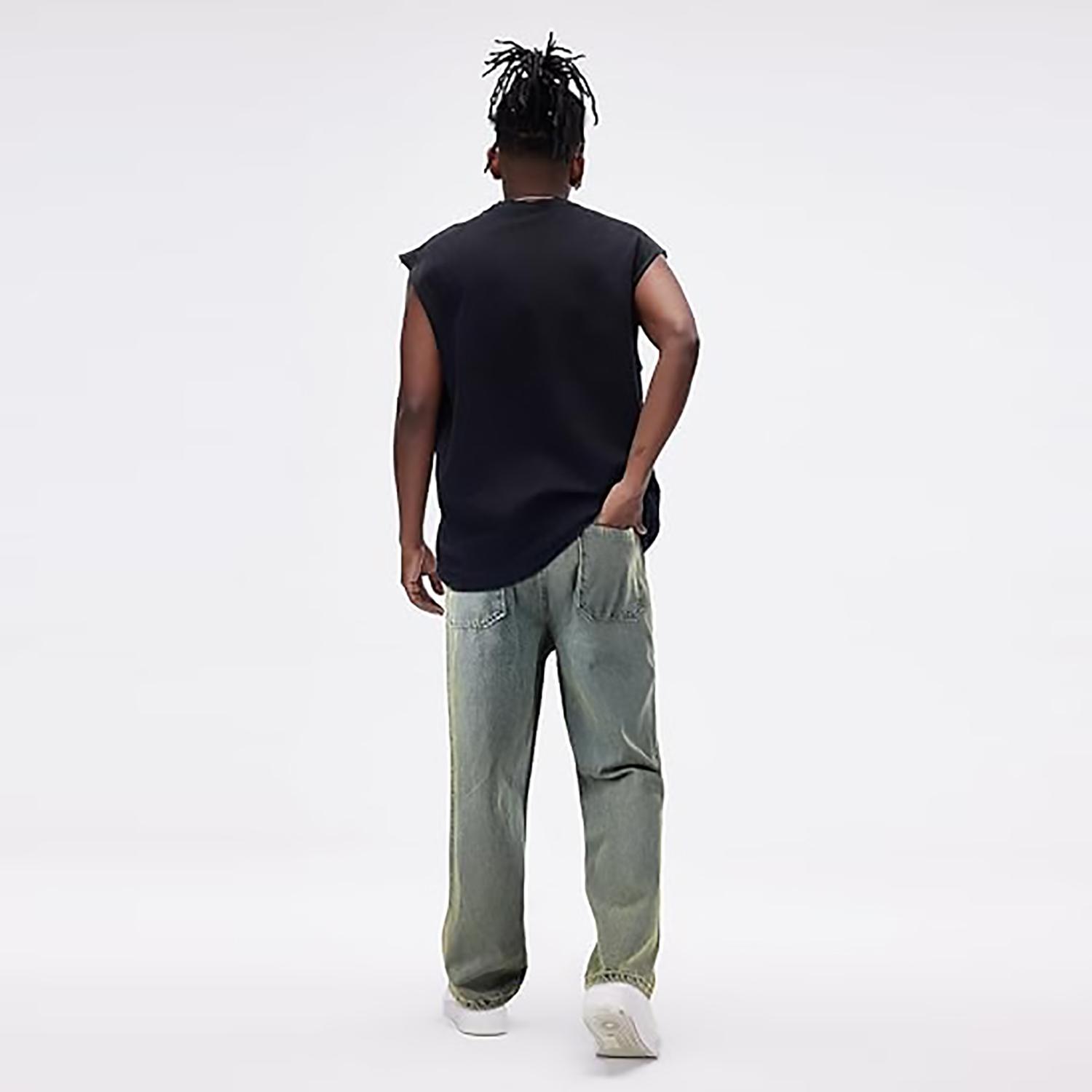 Men's Straight Leg Denim Pants Loose Fit Wide Leg Baggy Jeans Hip Hop Streetwear Trousers