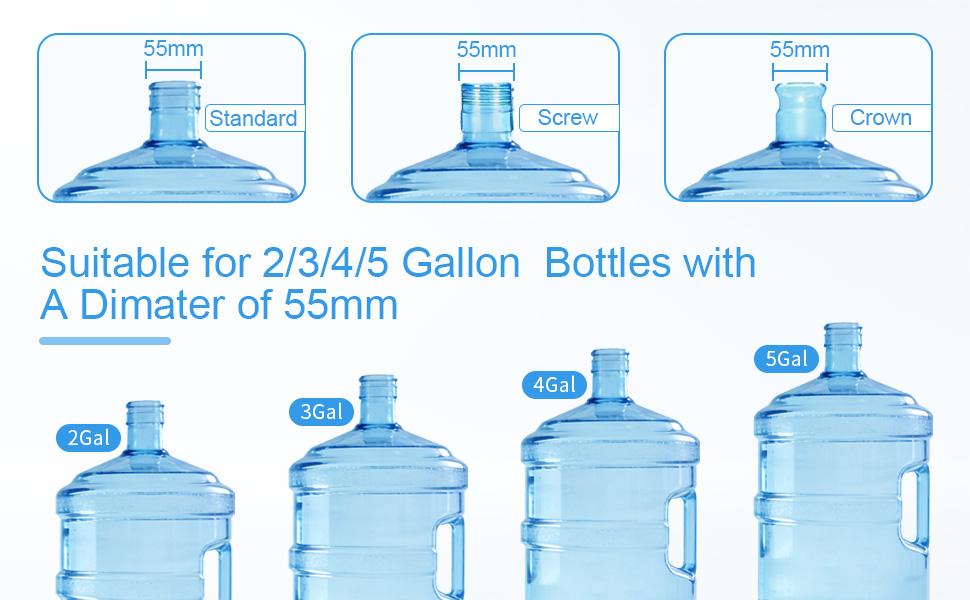 3 PCS/8 PCS 3 & 5 Gallon Water Jug Cap, Reusable Replacement Cap, Upgrade Non Spill Bottle Caps Fits 55mm Water Jug