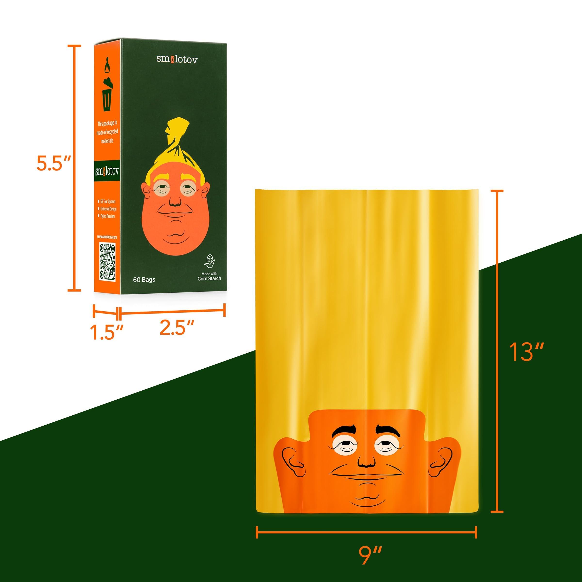 High-Quality Dog Poop Bags with Funny Faces, Unscented, Leak-Proof, 4 Rolls (60 Pieces), Ideal for Pet Owners, Convenient and Practical