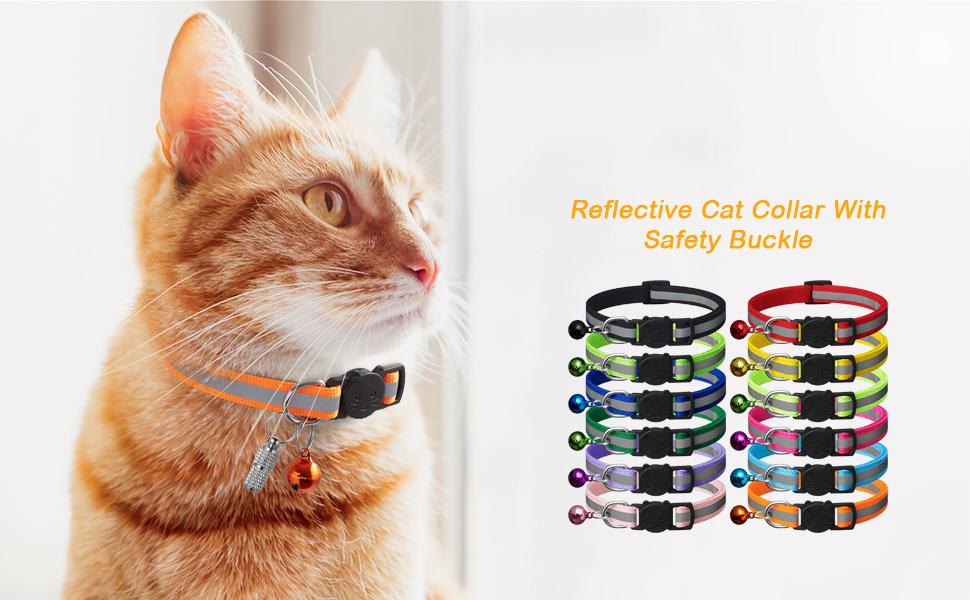 14 Pack Breakaway Cat Collars with Bells,Reflective Safety Kitten Collar,Ideal for Girl Cats Boy Cats,with Name Tag,Adjustable,Pet Supplies,Accessories