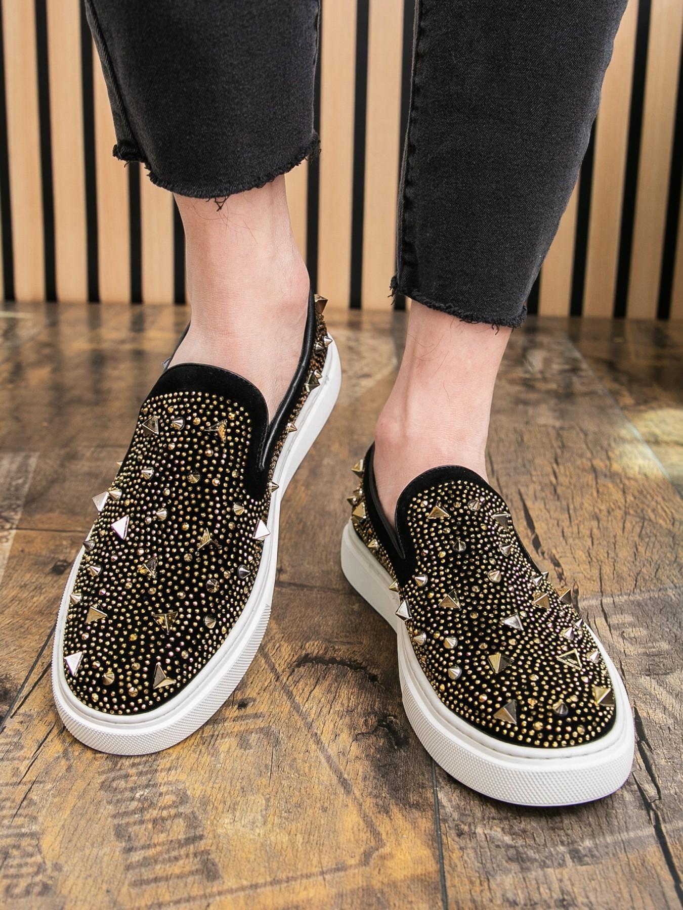 Men's Fashion Trendy Shoes, High-Quality Rivet Decor, Casual PU Leather, Rubber Sole, Ideal for Daily Wear, Business, Parties, Driving