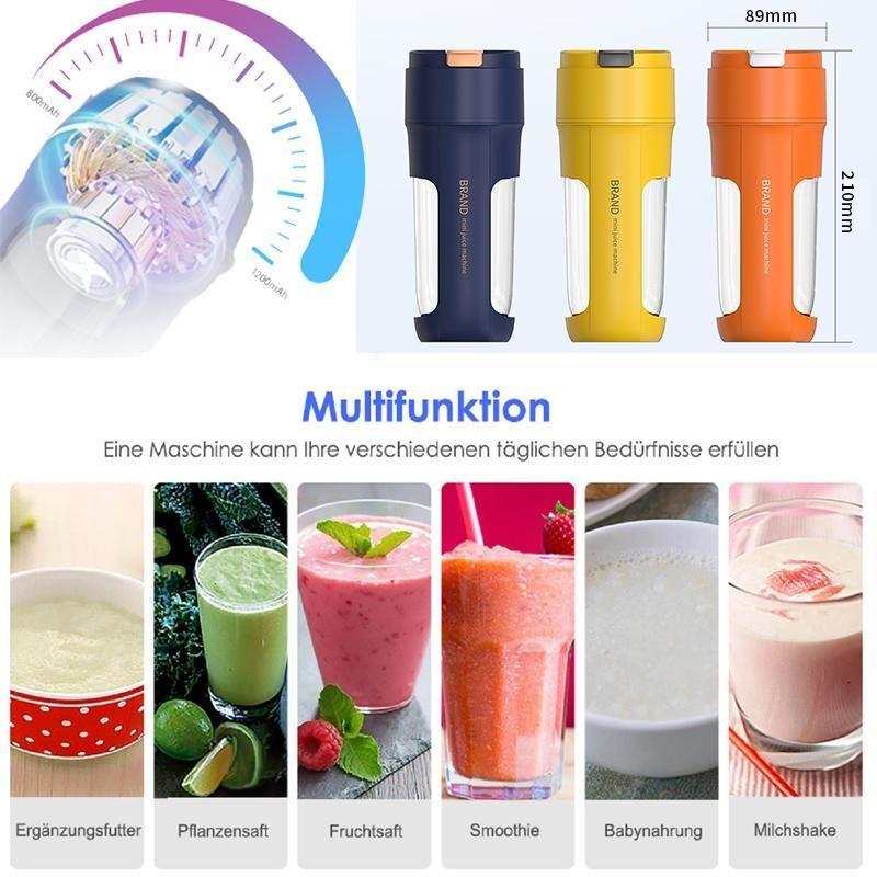 Portable USB Rechargeable Juicer Cup with 10 Blades, Small Juice Blender Travel Mug, Ideal for Smoothies and Milkshakes, Multifunctional Kitchen Accessory