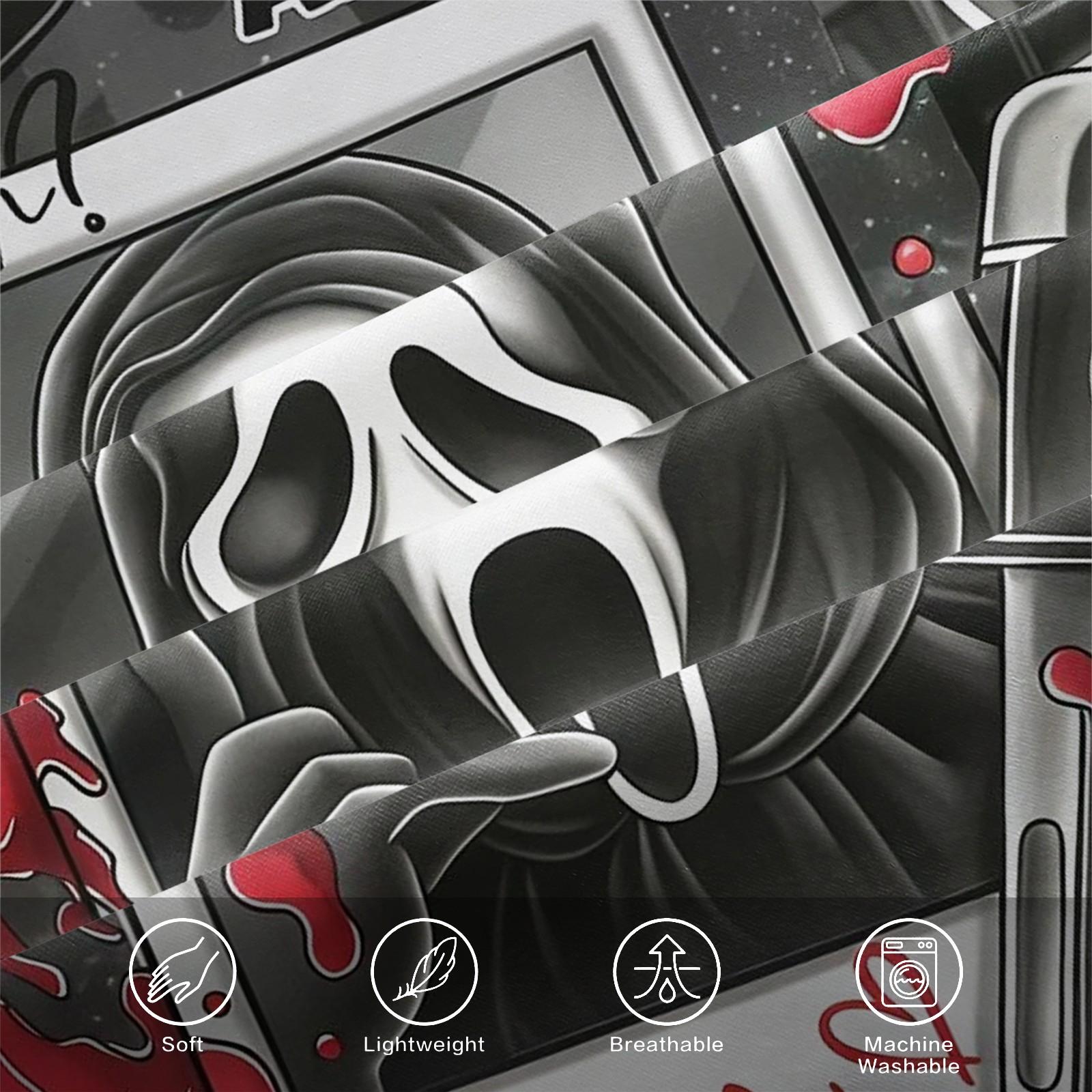 3 Piece Scream Ghostface Fitted Sheet Set, 1 Fitted Sheet + 2 Pillowcases, Dark Romance Horror Movie Bedding, Spooky Bedroom Decor for Halloween, Graduation & Adult Ceremony, Perfect Gift for Movie Fans & Book Lovers