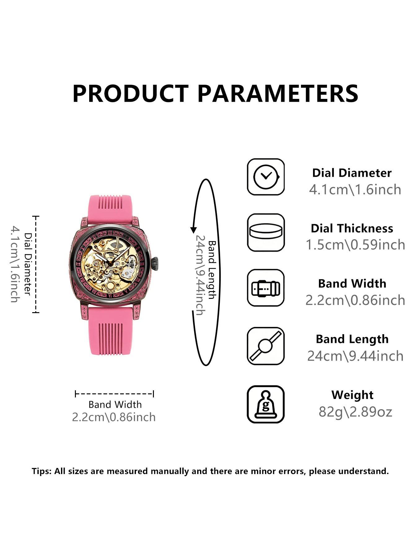 Women's Elegant Hollow Out Design Mechanical Style Watches, Fashion Round Dial Silicone Strap Watch, Fashionable Analog Watch for Party, Daily Decor, Trendy All-match & Exquisite Watch for Birthday Gift with Box