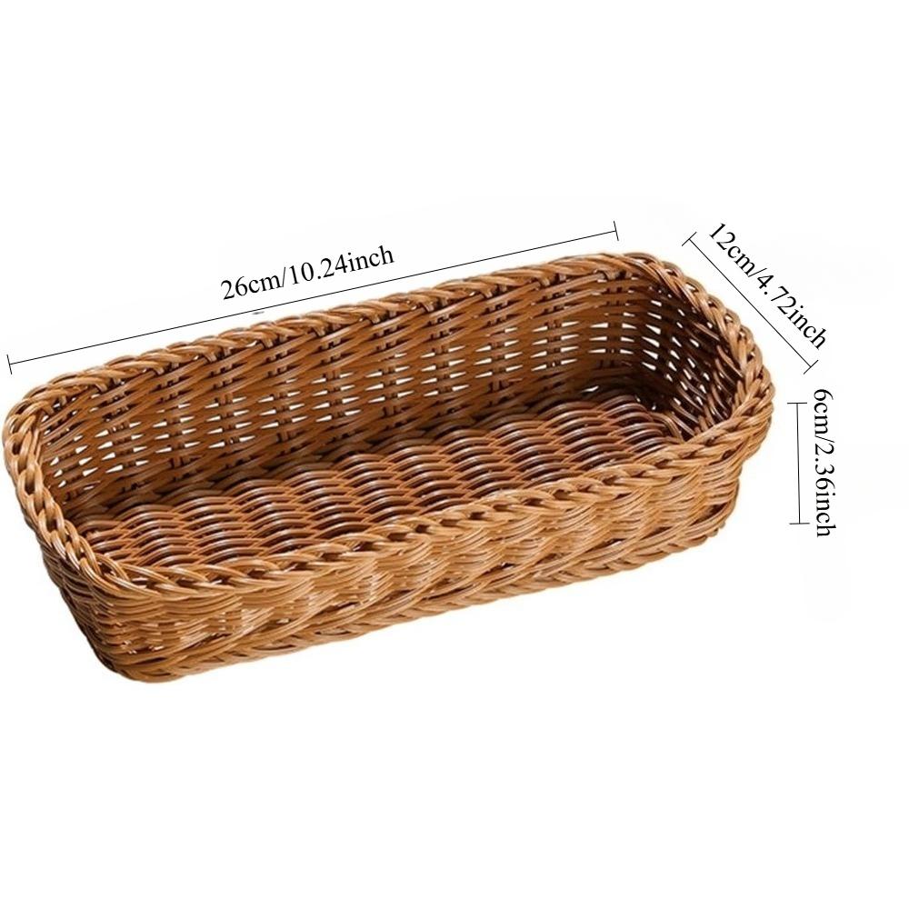 3PCS Chopsticks Fork Storage Tray Woven Cutlery Basket, Handwoven Imitation Rattan Silverware Tray for Countertops Cabinets Spoons