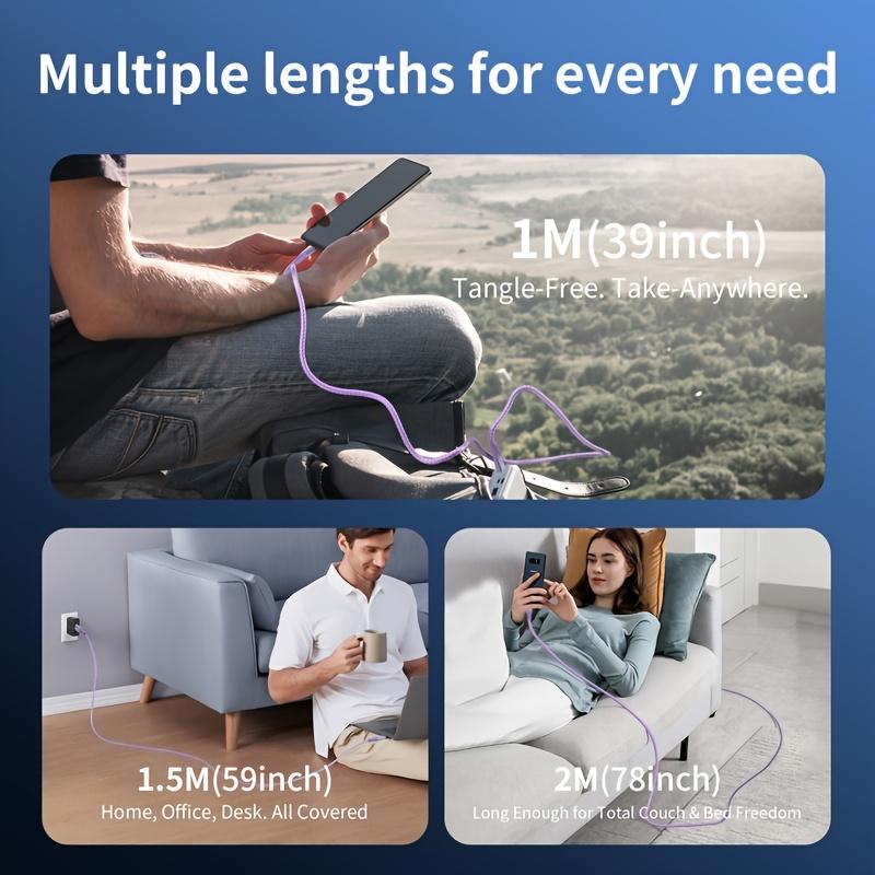 240W Super Fast Charging USB-C to C Durable Braided Cable |  E-Marker | Charging Indicator | for iPhone, for Samsung & All Type-C Smartphones, Tablets and Laptops -