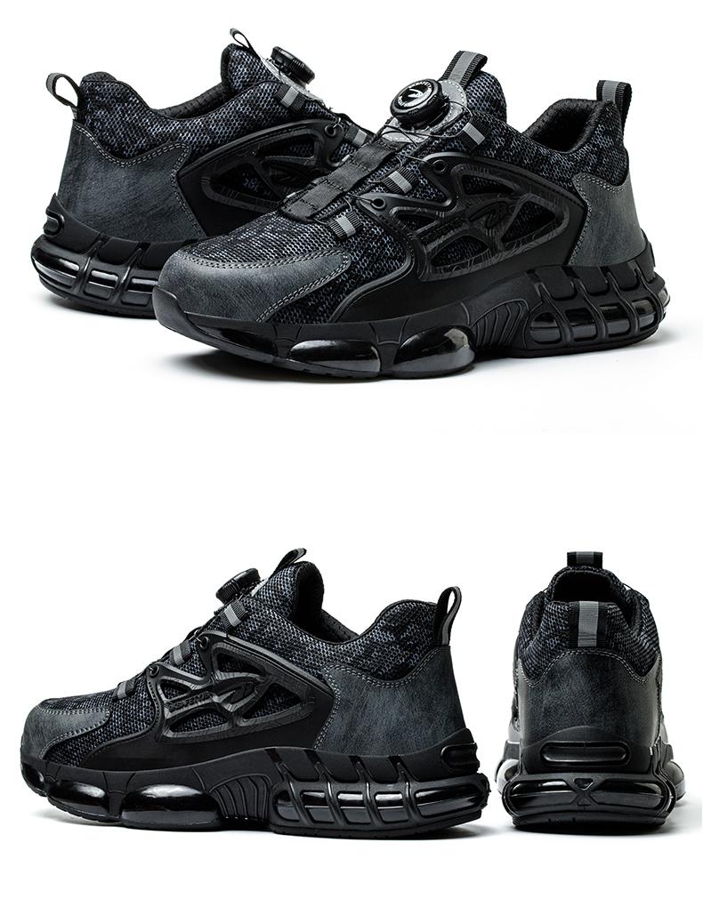 Men's Safety Sneakers with Swivel Buckle - Steel Toe, Breathable Mesh Upper, Non-Slip Rubber Sole Work Boots, Safety Shoes for Outdoor Activities, Blue Collar Workers, Nurses | Sports Safety Shoes | Durable Rubber Sole Product Model：678 SpringStatements
