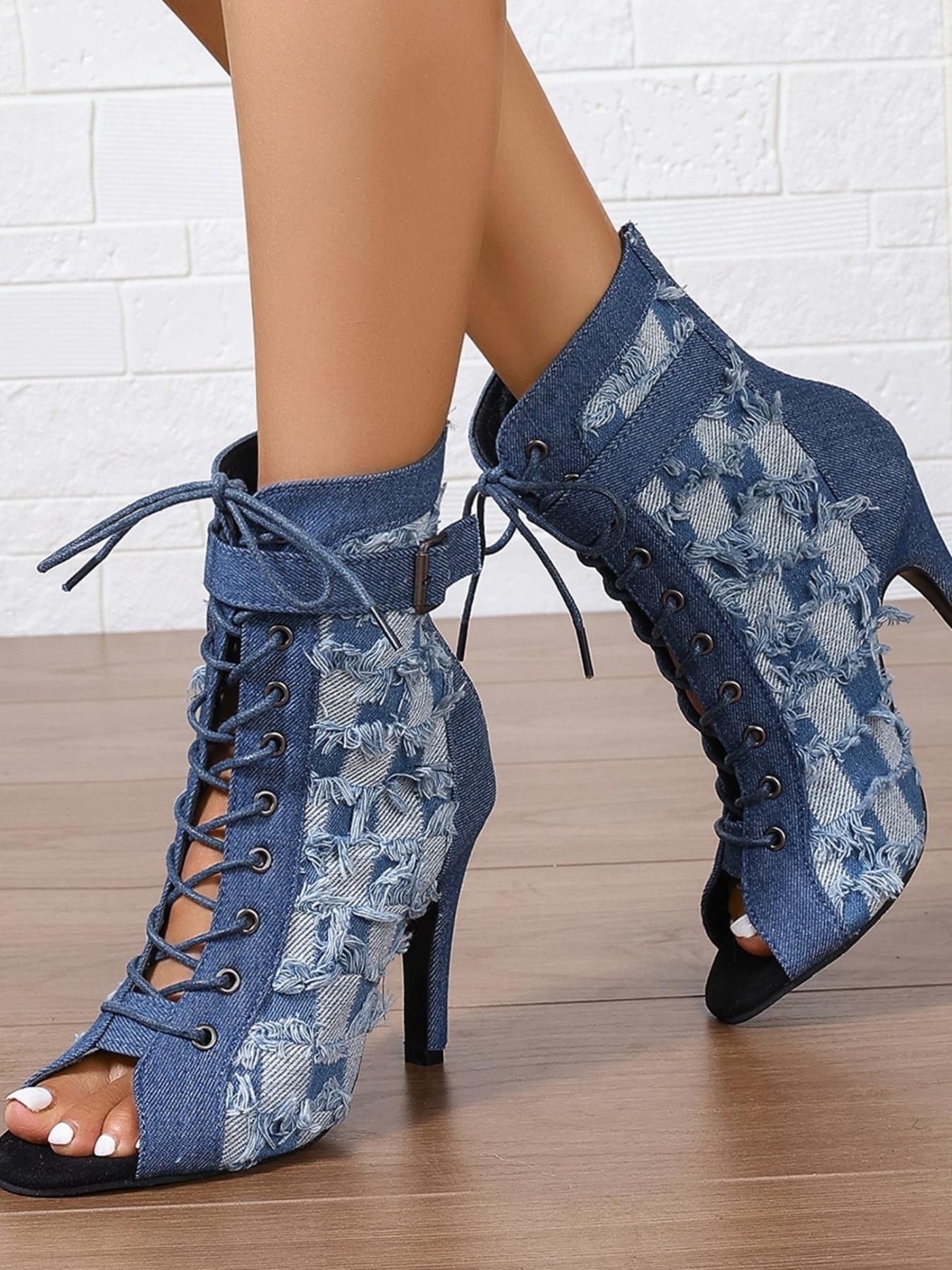 Trendy Denim Booties, Perfect for Stylish, Ideal for Everyday Wear, Enhance Your Look with These Trendy Boots! Western Fashion Boots Cowboy Boots Cowgirl Boot