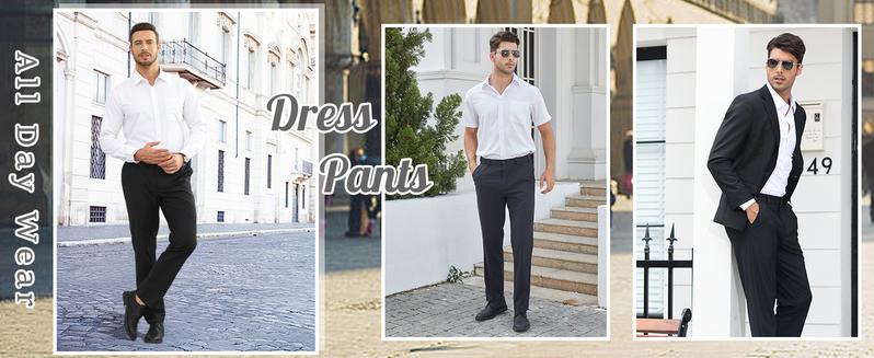 Alimens&Gentle Men's Stretch Dress Pants No Iron Golf Pants Expandable Waist Flat Front Business Casual Pants Formal Black Alimens&Gentle Men's Stretch Dress Pants No Iron Golf Pants Expandable Waist Flat Front Business Casual Pants Formal Black