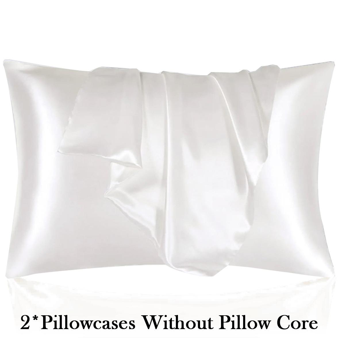 2pcs set of solid color satin pillowcases, no filling included. Soft and comfortable, skin-friendly and breathable. Suitable for bedrooms, dormitories and hotels. Elegant and minimalist design, gentle on hair and skin, an ideal gift choice.