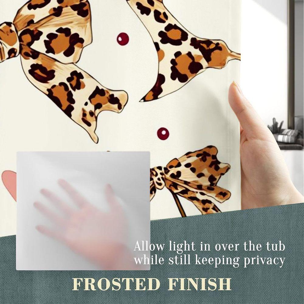 1/4pcs Cherry & Leopard Print Bathroom Set, Shower Curtain with Cream Background, Red Cherries, Pink Hearts, Leopard Bows, Toilet Cover, Bath Mat, Perfect for Valentine's Day Mother's Day Bedroom Decor - Stylish Home Bathroom Accessories Set