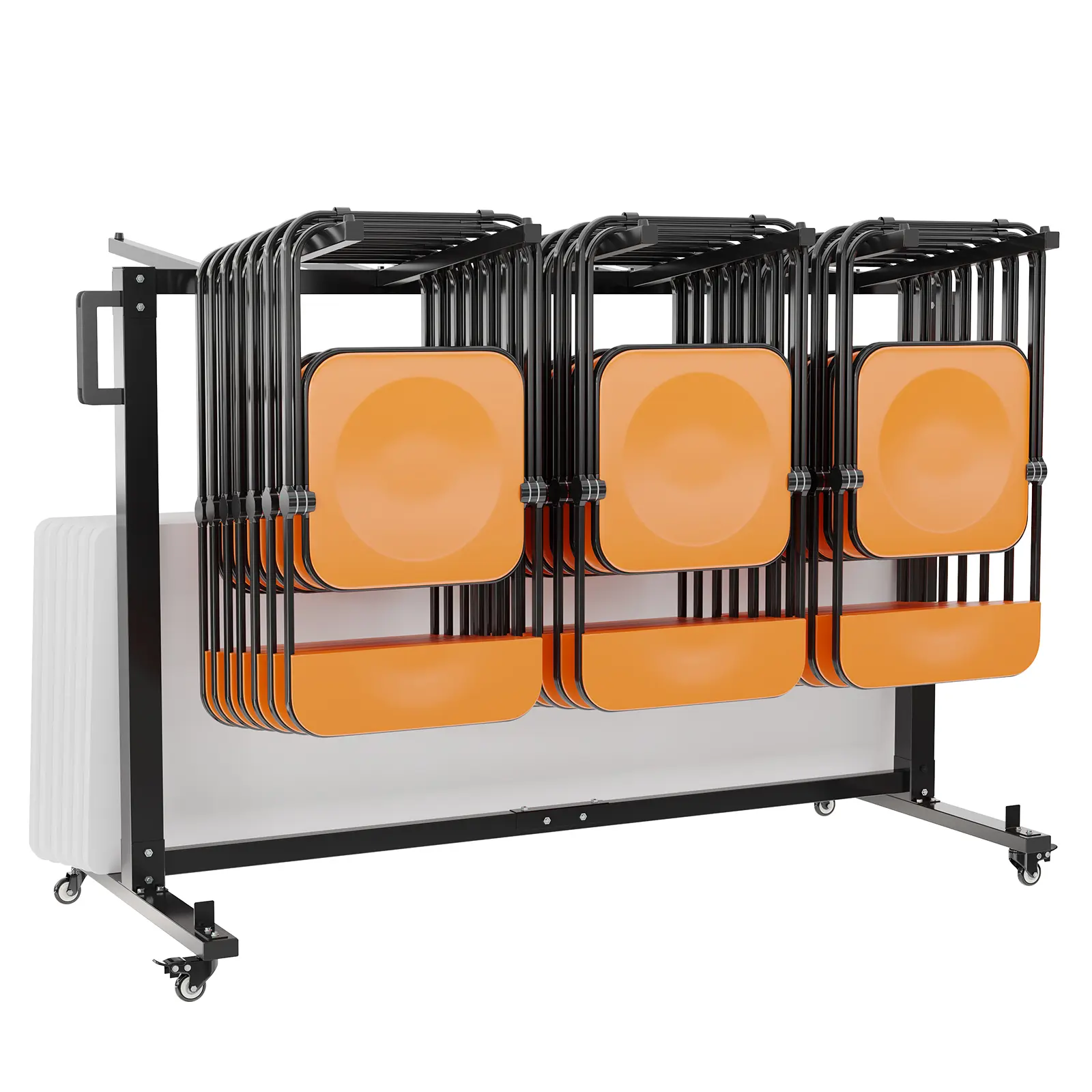 Folding Chair Storage Cart with Wheels – Heavy Duty Steel Chair Rack for 42 Chairs or 12 Tables, Folding Chair Cart Dolly for Church School Community Center, Holds Up to 660LBS