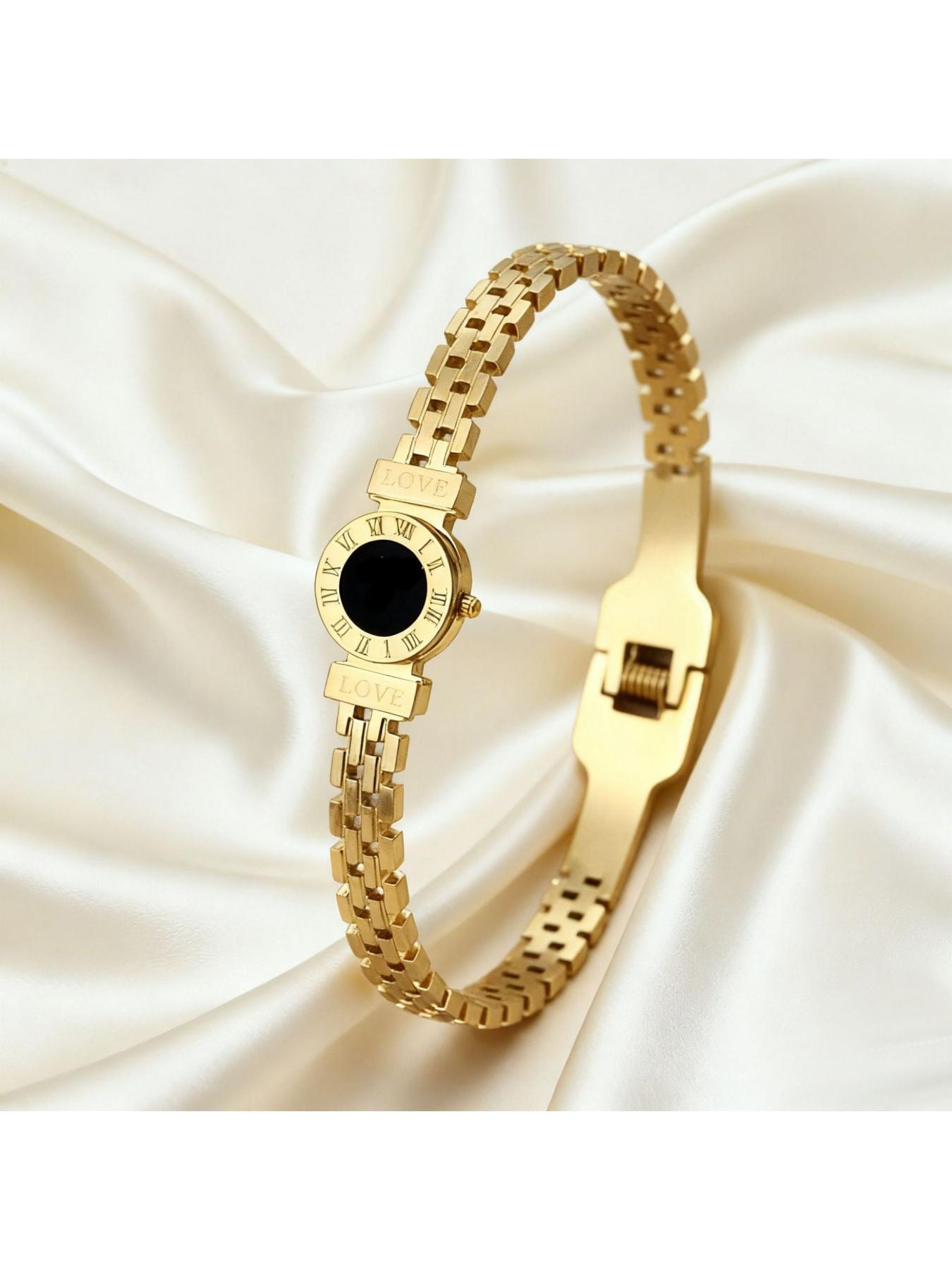 2026 New LOVE Gold Watch Bangle, Roman Numeral Dial, Stackable Essential