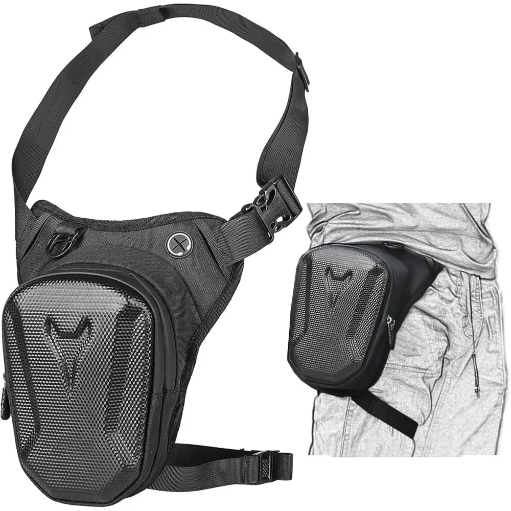 Waterproof Motorcycle Leg Bag, Adjustable Shoulder Strap & Double Zipper Compartment Outdoor Riding Waist Bag, Durable Fabric Bag for Off-road Bikes & Motorcycles, Waist Pack