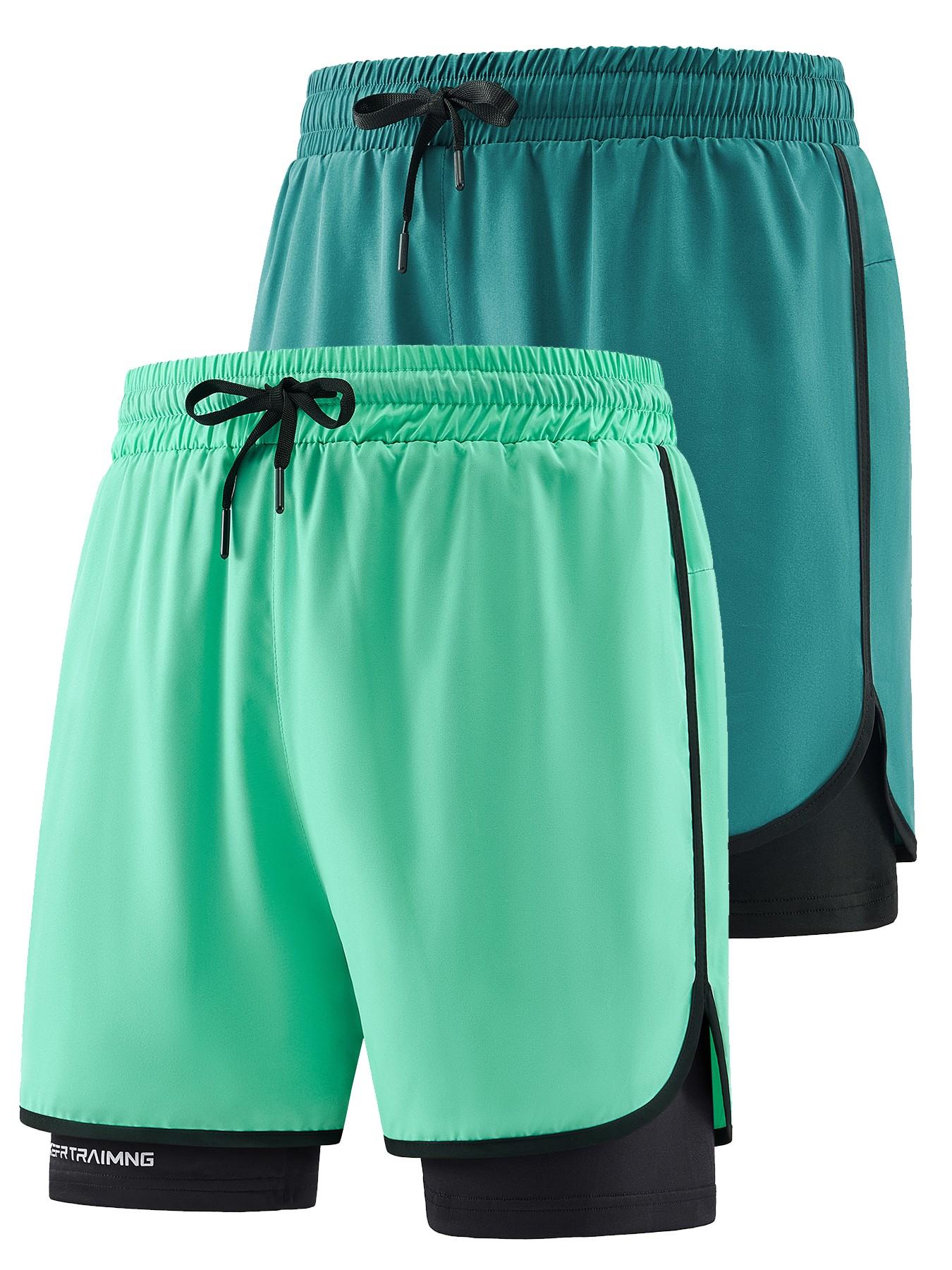 Men's Sporty Loose-Fitting Shorts, Summer New Design, Ideal for Fitness and Marathon Training, Dual-Layer Lining, Pocketed, Elastic Waist