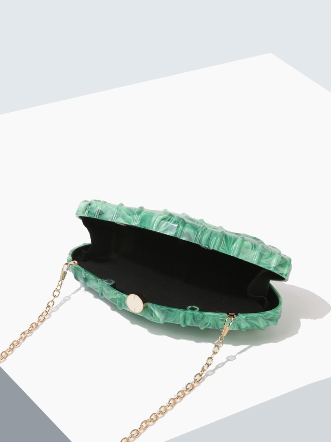 Fashionable Metal Handbag, Embossed Design Evening Clutch, Elegant Chain Shoulder Bag, Perfect for Parties, Stylish and Unique