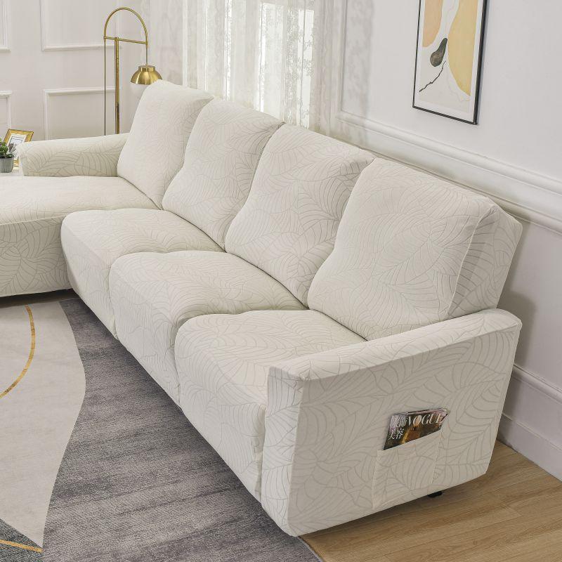 L-Shaped Leaf Pattern Sofa Cover Set, Includes Backrest Seat Armrests, Soft Comfortable Universal Fit, Stylish Bedroom Decor, Sofa Couch Covers