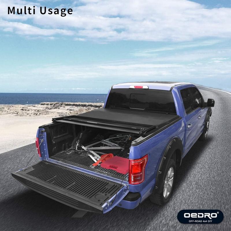 oEdRo Soft Quad Fold Tonneau Cover Four Fold Truck Bed Covers Compatible with 2009-2025 Dodge Ram 1500 (Inclu. Classic & New) 5.6' Bed Without Ram Box