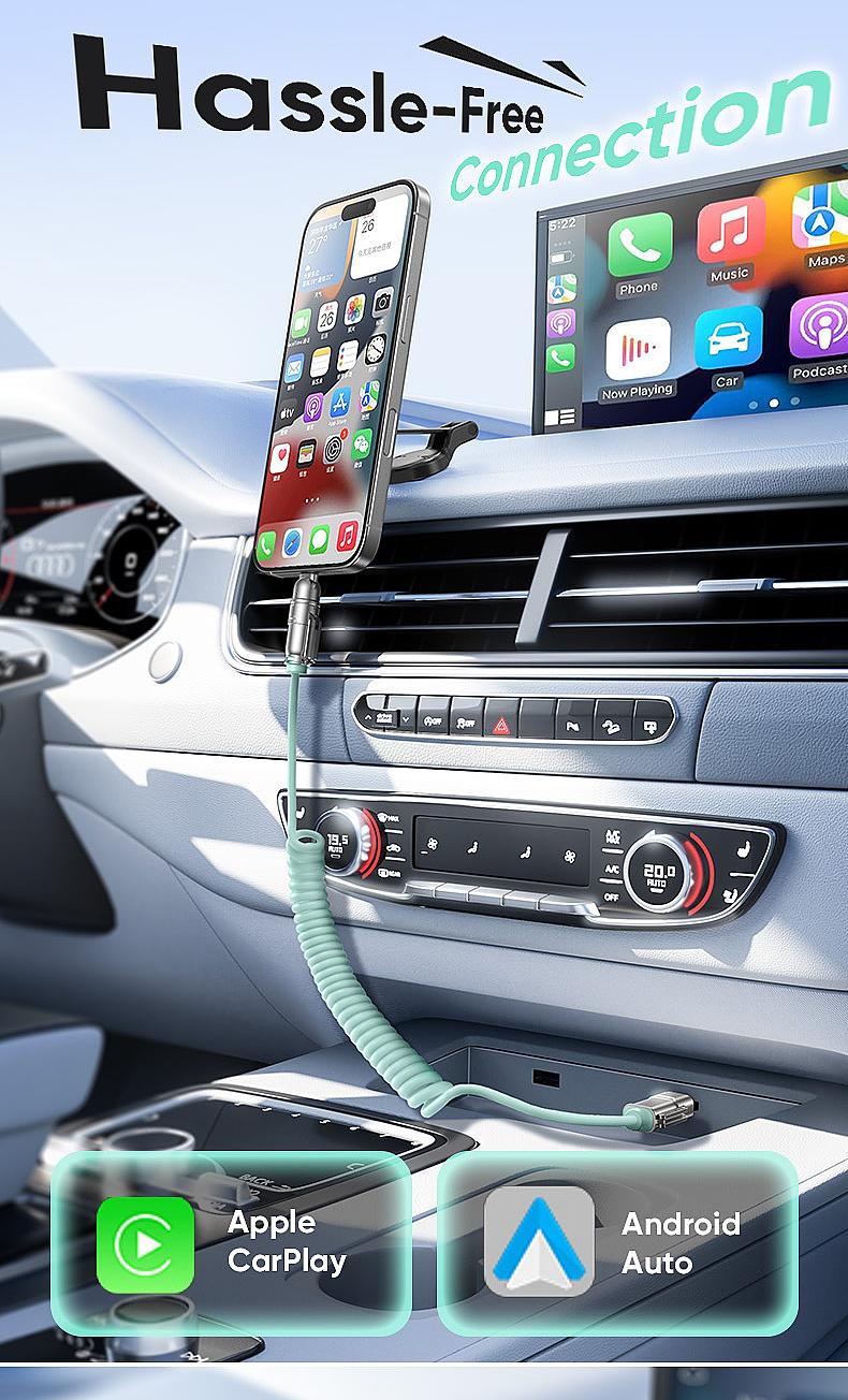 NEW - MAGIC JOHN Aromatherapy 4-in-1 Coiled Universal USB Charger Cable ️240W Fast Charging & Data Sync for iPhone & Android, Build-in fragrant, Retractable CarPlay Cord