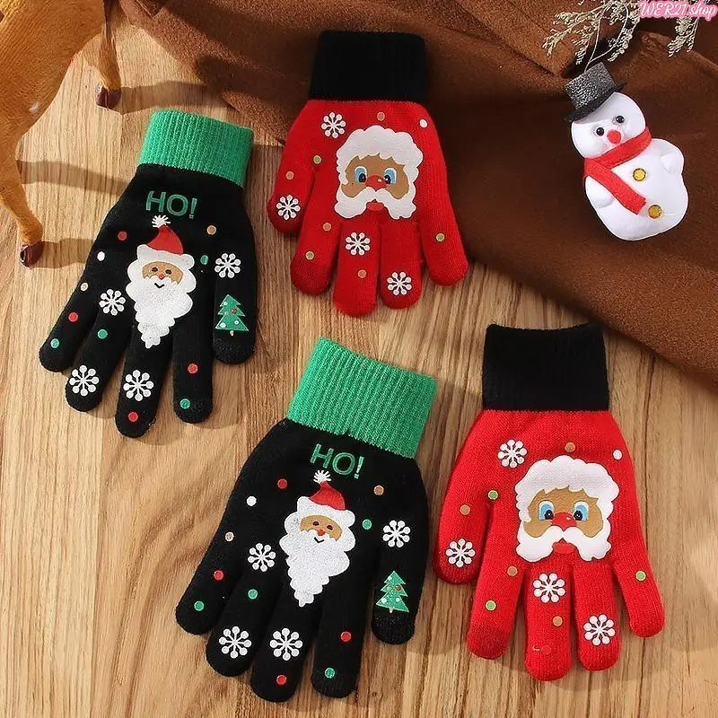 Knitted Gloves, Touch Screen Thermal Winter Christmas Gift Gloves, 5 Finger Stretch Yarn Student Hand Warmers, Bulk Wholesale Gloves For Teen Girls Female Students, Thick Windproof Sensitive Touch Elastic Knit Gloves For Cycling Commute Outdoor Riding Xma