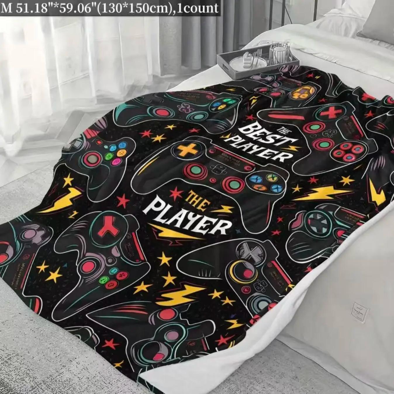 Multicolor Gaming Controller Flannel Blanket Best Player Throw for Gamers Soft Cozy Gamer Blanket for Couch Bed Sofa Bedroom Gaming Room Home Decor Gift for Birthday Christmas Travel