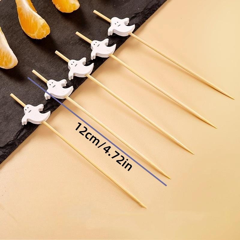 Festive Halloween Disposable Bamboo Cocktail Fruit Picks,Food‑Grade Burr‑Free,Decor Sticks for Fruit Dessert Platter,Home Holiday Party Accessory