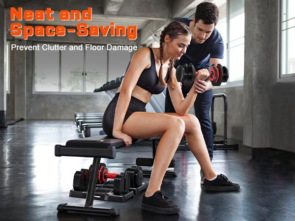 Bearbro Adjustable Dumbbells Set, 1-Sec Adjustable Weights Dumbbells Set, 5 in 1 Free Adjustable Dumbbell Set with Anti-Slip Texture Handle, Weight Set For Home Gym Suit both Men and Women