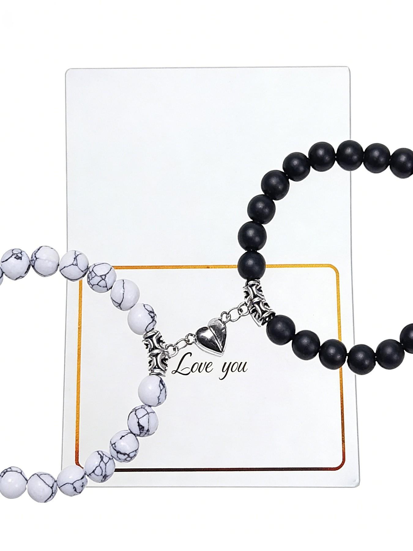 Matching Agate Magnetic Love Bracelets for Couples, Healing Stone Energy, Secure Magnet Clasp, Ideal for Daily Wear or Anniversary Surprise