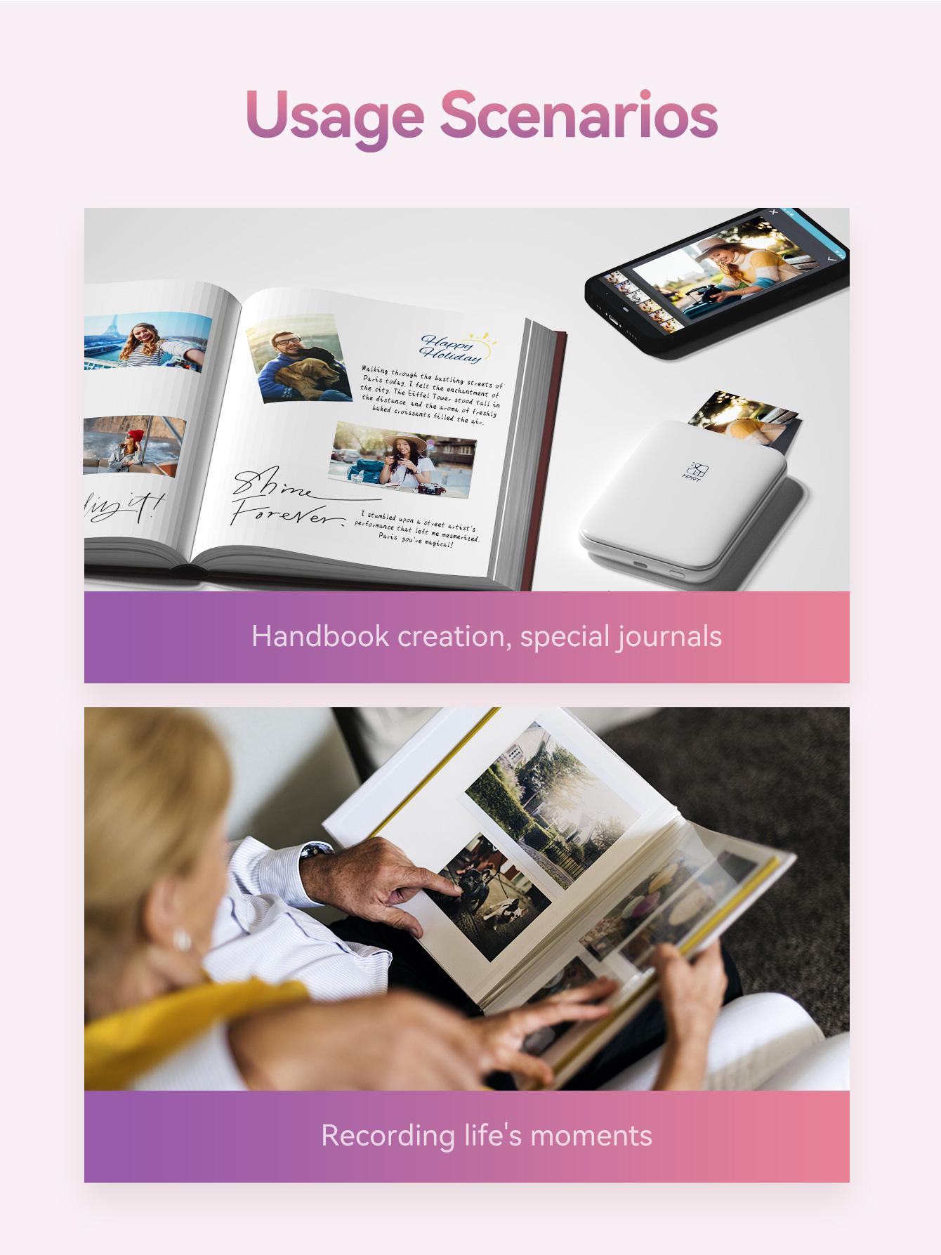 HPRT MT53 Mini Photo Printer + 50 Sheets 2x3" Self-Adhesive Paper, Wireless Bluetooth Printer for iPhone & Android, Instant Portable Sticker Printer for DIY, Scrapbooking, & Photo Printing