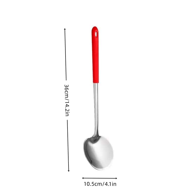 304 Stainless Steel Cooking Spoon, Thickened Long Handle, Heat Resistant Non-Slip, Corrosion-Resistant, Easy to Clean, Kitchen Utensil