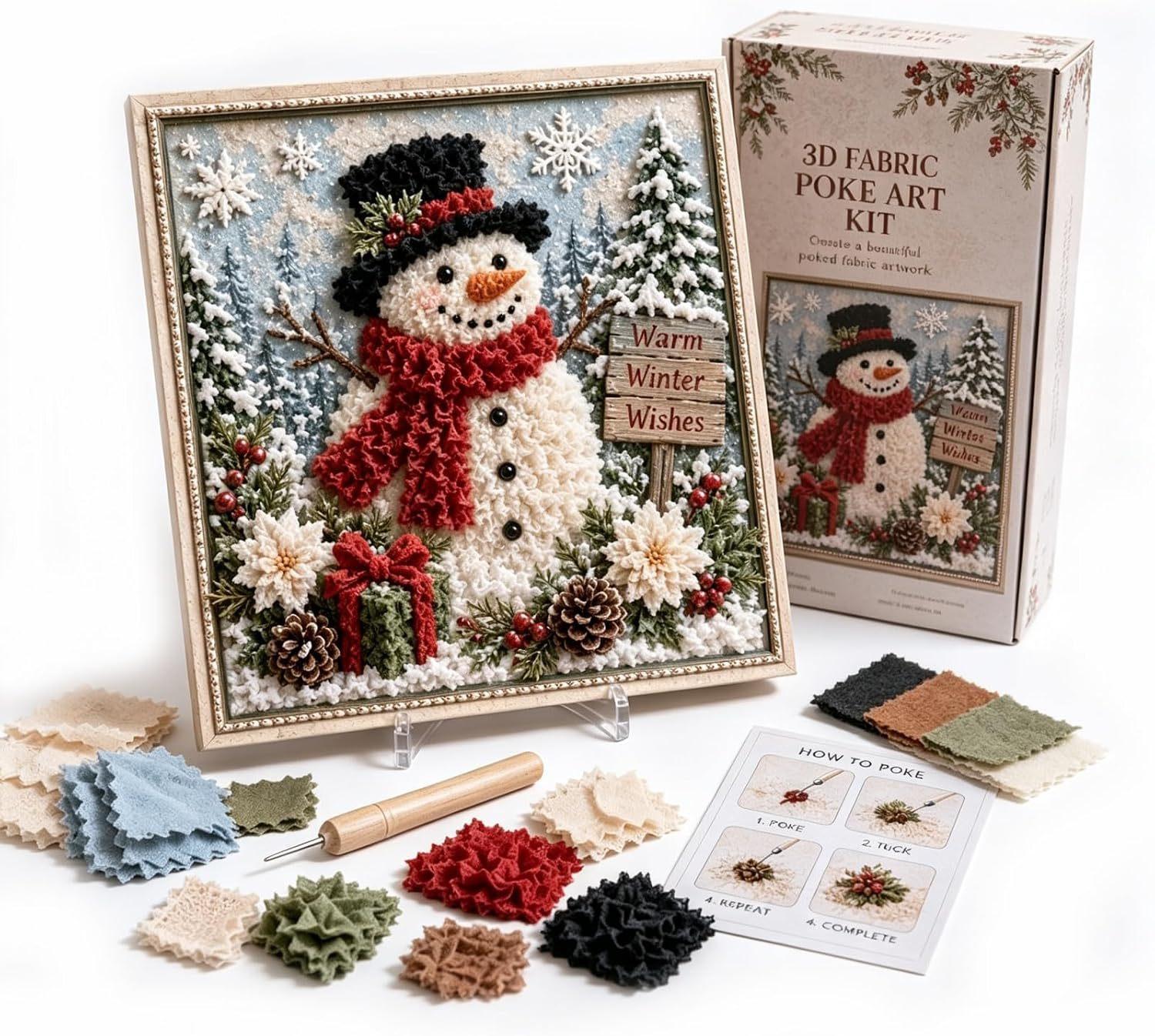 DIY Snowman 3D Fabric Poke Art Christmas Craft Kit