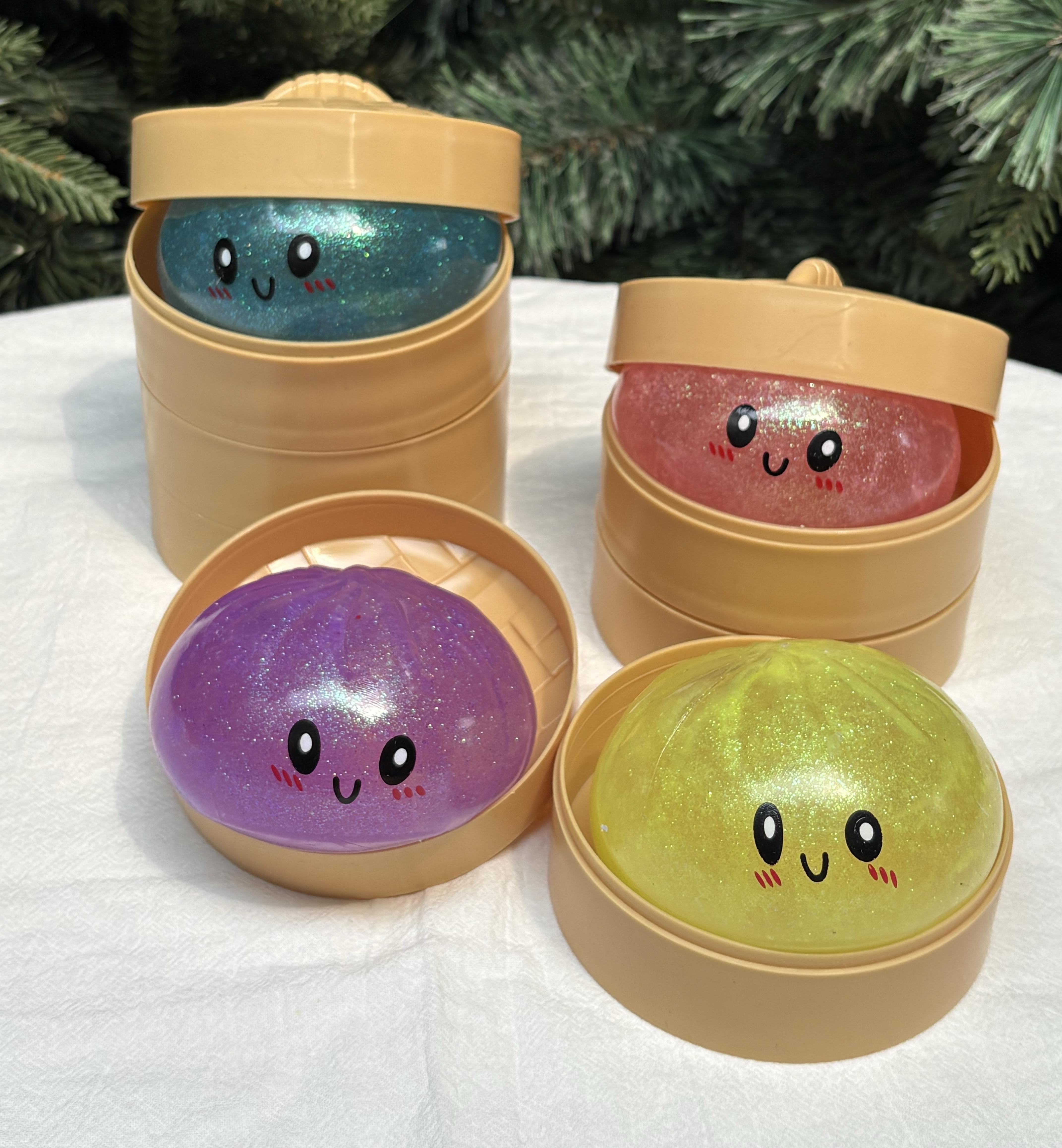 Squishy Dumpling Stress Balls for Adults, Dumpling Squishy Toys for Kids, Dumpling Fidget Sensory Toy,3.15 inches in Diameter Squeeze Dough Ball Stress Relief Toy, Stretchy Stress Ball Squish Toys