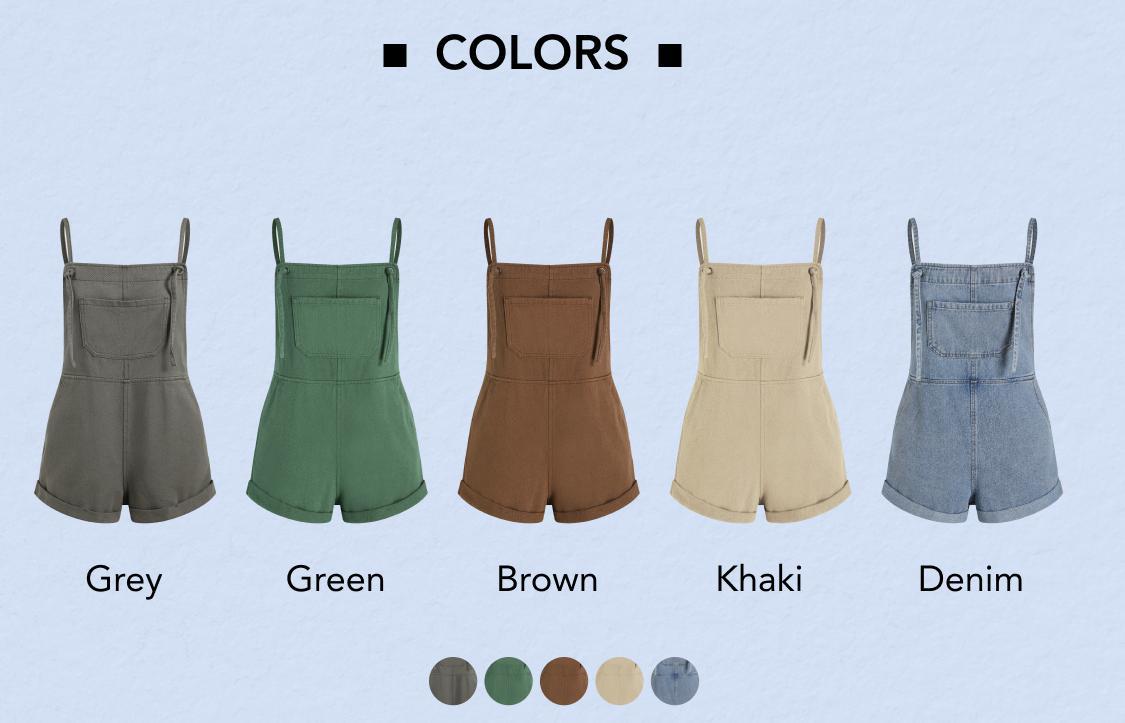 Cider [10 colors, size 0-26] Knotted Pocket Wide Leg Romper, High Stretch One-piece Casual Romper for Daily Wear