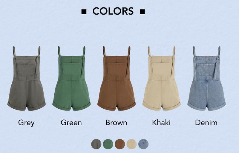 Cider [10 colors, size 0-26] Knotted Pocket Wide Leg Romper, High Stretch One-piece Casual Romper for Daily Wear