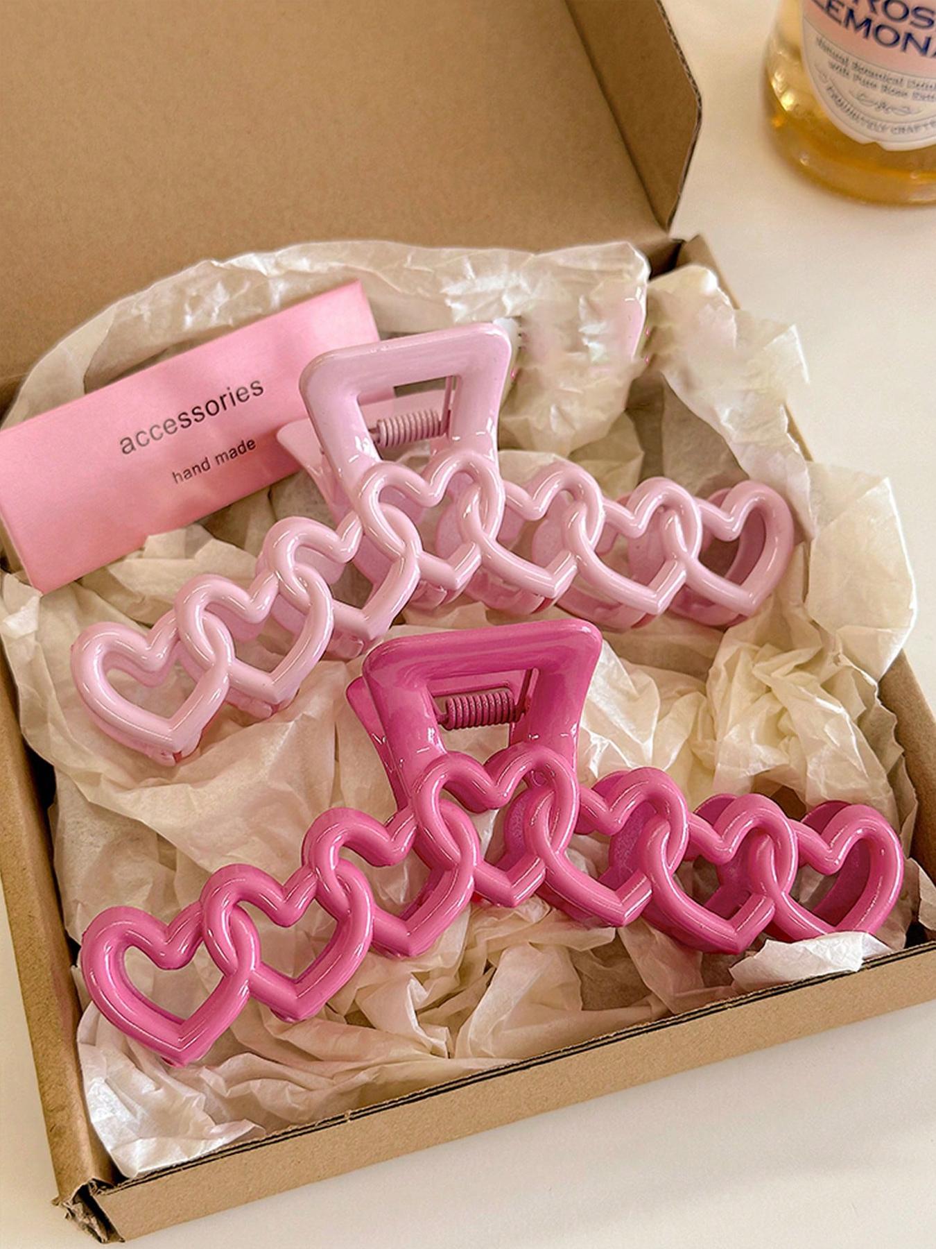 Heart Shaped Hair Claws, Elegant Hollow Out Design Hair Claws, Heart Themed Hair Claws, Fashion Hair Accessories for Women & Girl, Claw Clip