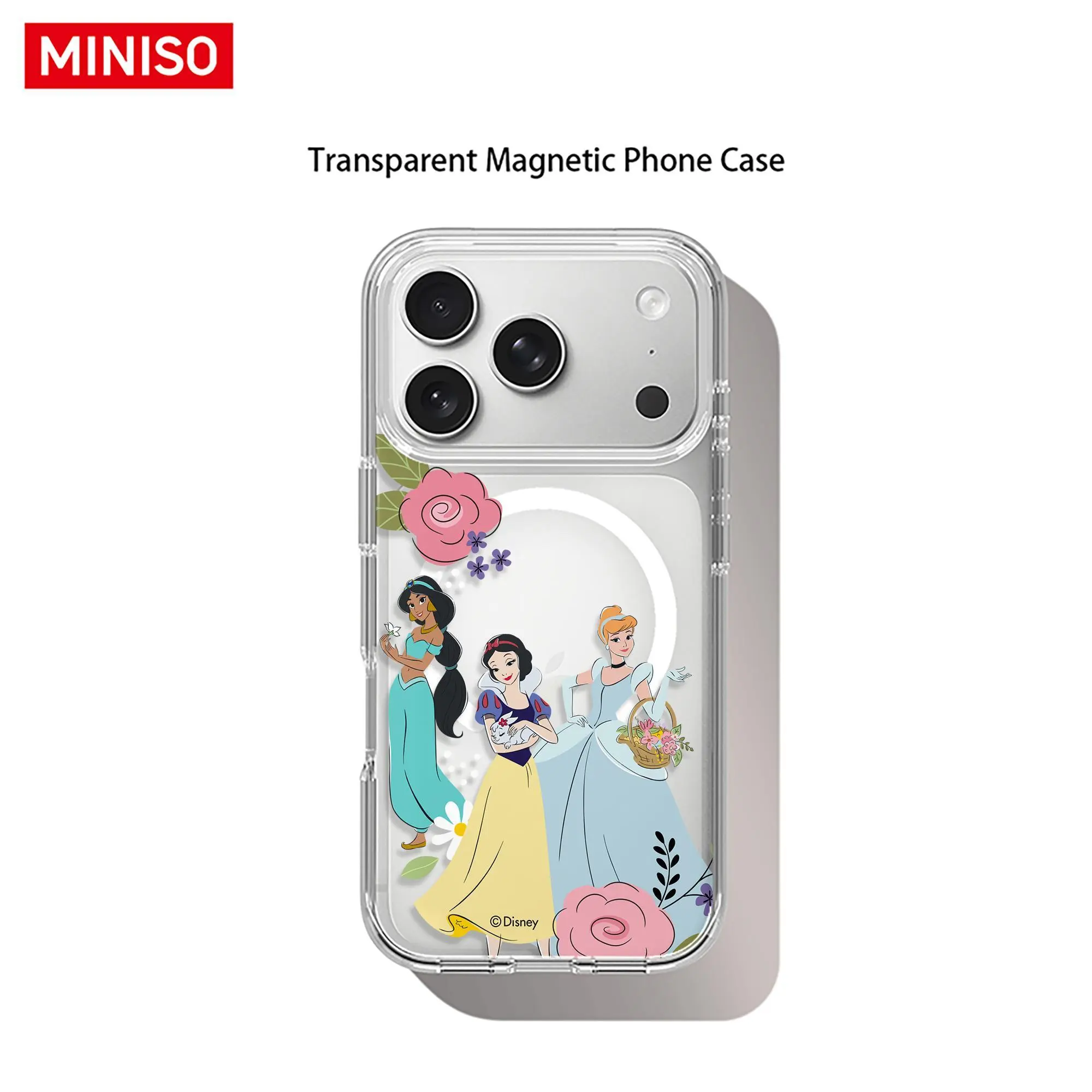 Disney Princess Jasmine Snow White & Cinderella Floral Design Phone Case Transparent Magnetic Shockproof case suitable for iphone 17 Pro Max / 17 Pro / 17 Air / 17/16/15 / 14/13/12 / 11  Series