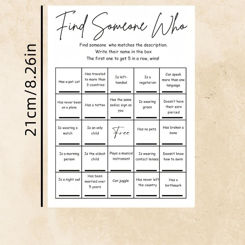 10 Sheets Party Activity Supplies, Find Your Match Bingo Icebreaker Game, Fun Party Games for Social Events, Engaging Group Activities