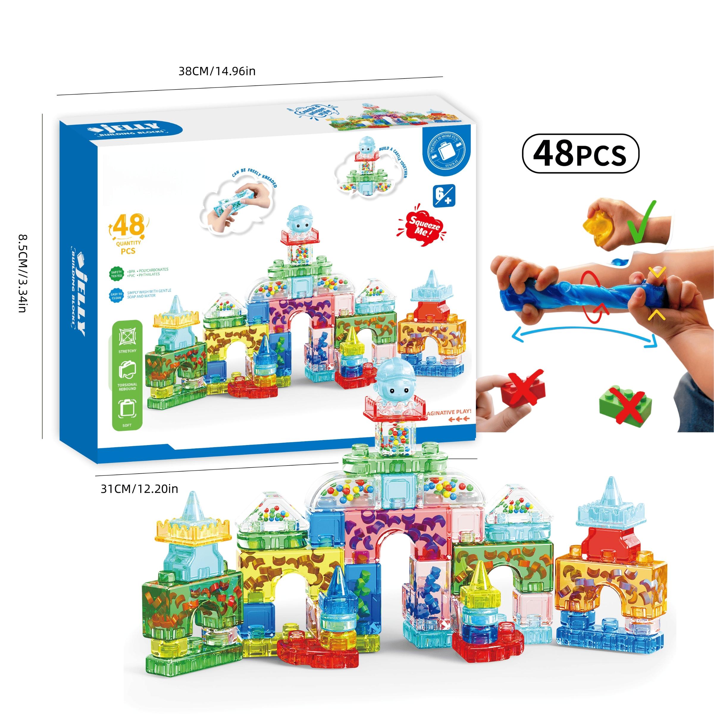 48-piece extruded and stretched soft building blocks, sensory soft building blocks, children's jelly building block set
