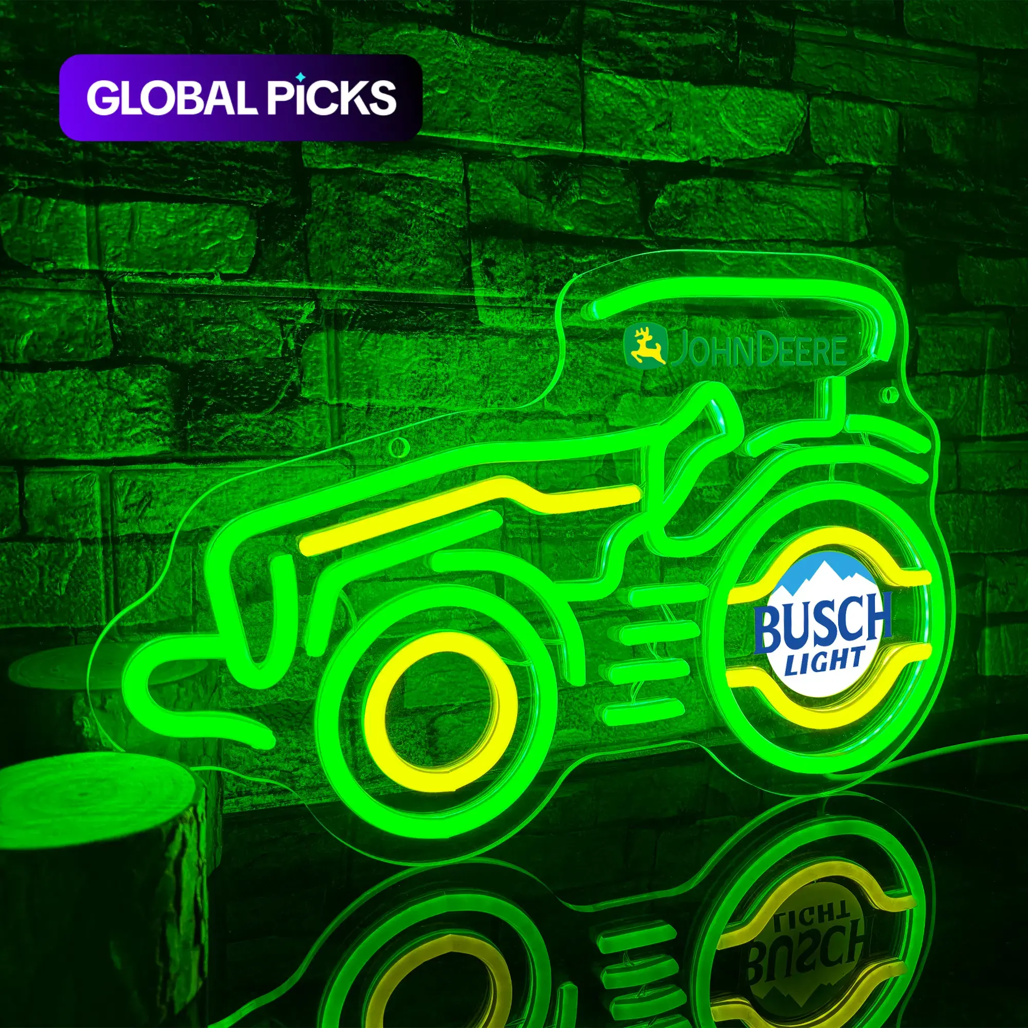 Vintage Tractor Neon Sign - USB Powered, Dimmable, Wall-Mounted, Wall Decor, Decorative Lights, Green Vehicle LED Light, LED Neon Lights for Home, Bar & Bedroom, Birthday Gift for Father, Boys & Men