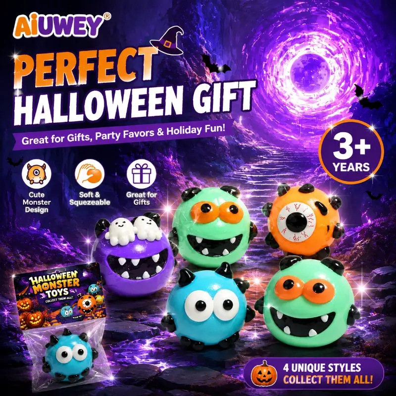 Pack of 1, Ghost Season Bun Soft Cute Ball - Super Soft Slow Rebound Ghost Bun, Hand Pinch Unzip Toy, Whimsical Halloween Candy Bag Filler and October Birthday Gift, Suitable for Children Teens Adults
