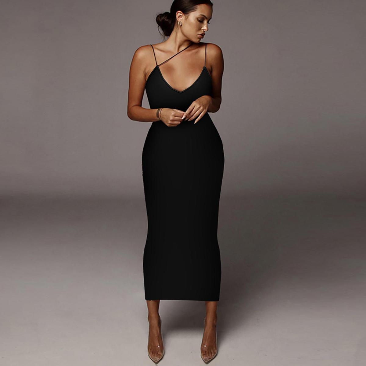Women's All Over Leopard Print Asymmetrical Cami Dress, Elegant Sleeveless Spaghetti Strap Bodycon Dress for Party Club Night Out, Fashion Chic Sundress, Ladies Summer Clothes, Midi Dress, Womenswear (Light&thin fabic)