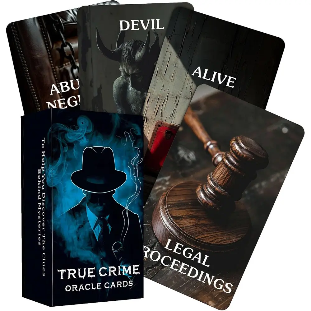 True Crime Oracle Deck, 80pcs/box Tarot Cards for Beginners, Party Game Cards Divination Tarot Cards, Psychological Cards, Boxed Tarot Cards for Friends Family Party, Conversation Cards, Cards Games