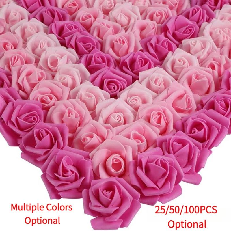 Artificial Rose Flower Heads Real Looking,Stemless Rose Artificial Flower Heads,DIY Real Touch 3D Artificial Foam Rose Head Without Stem for Wedding Party Home Decoration,Fake Roses Flowers Foam Blush Roses for DIY Wedding Centerpieces Party Baby Shower B