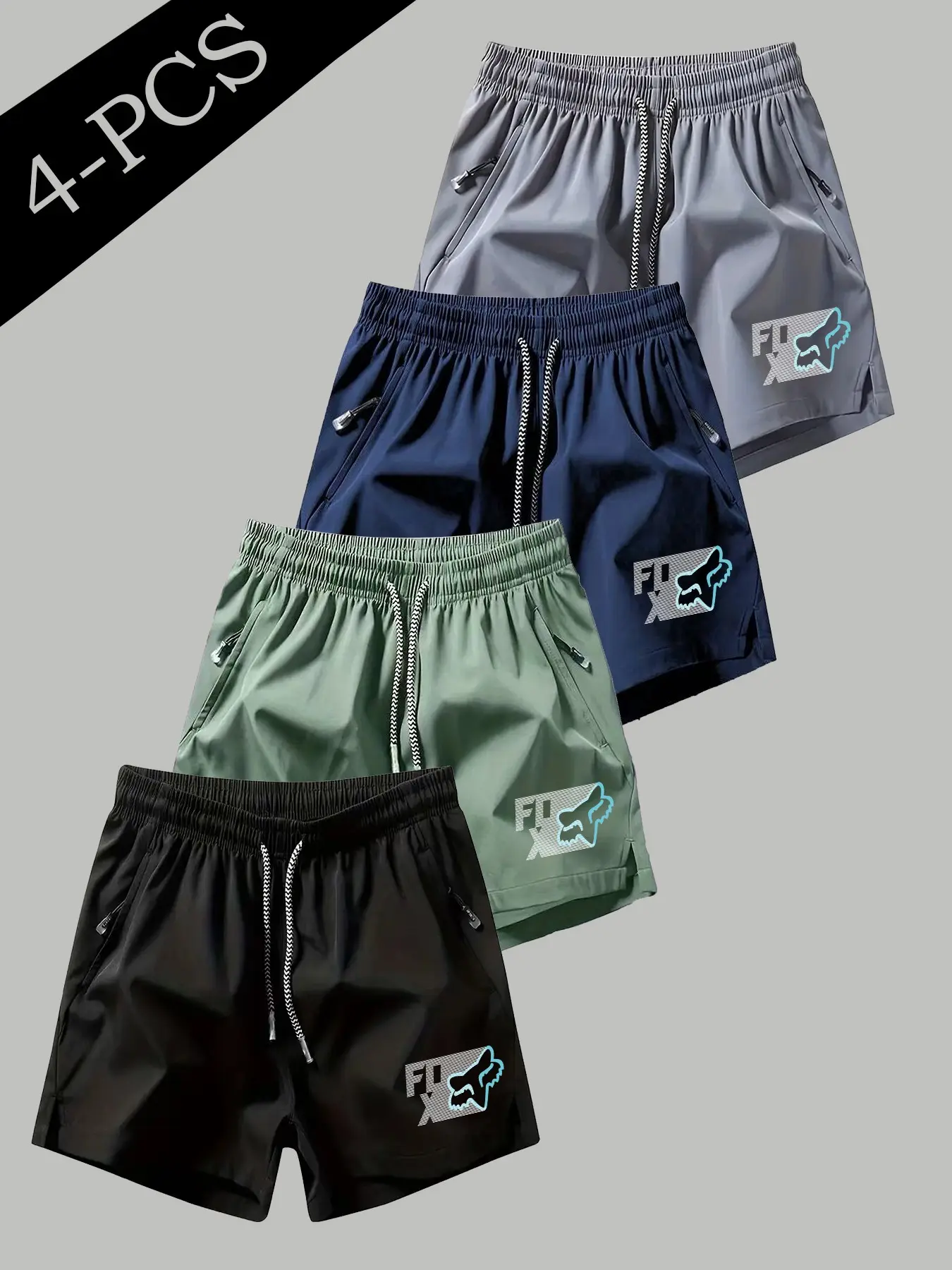 Unisex Sporty Five-Quarter Shorts, Lightweight Quick-Dry Fabric, Adjustable Drawstring Waist, Zip Pockets, Ideal for Running & Outdoor Activities