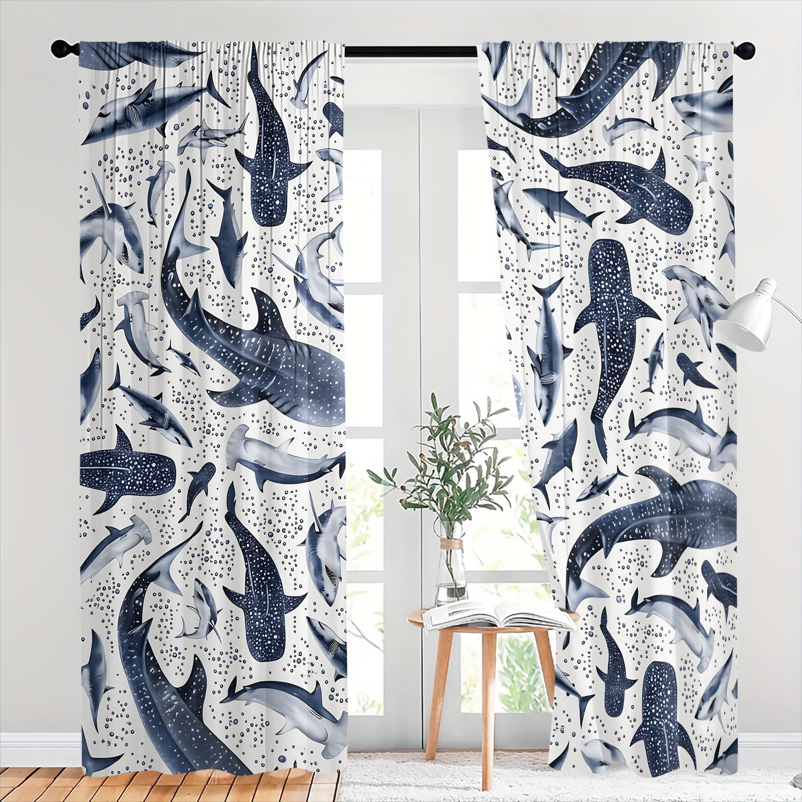 Trendy Black White Camouflage and Animal Silhouettes Curtains Home Decoration Curtain-Two-Piece Rod Pocket Design No Drilling Installation-Privacy Blocking Decorative Drape-Boys Bedroom/Designer Toy Display Room/Gaming Room Decor Window Drapes