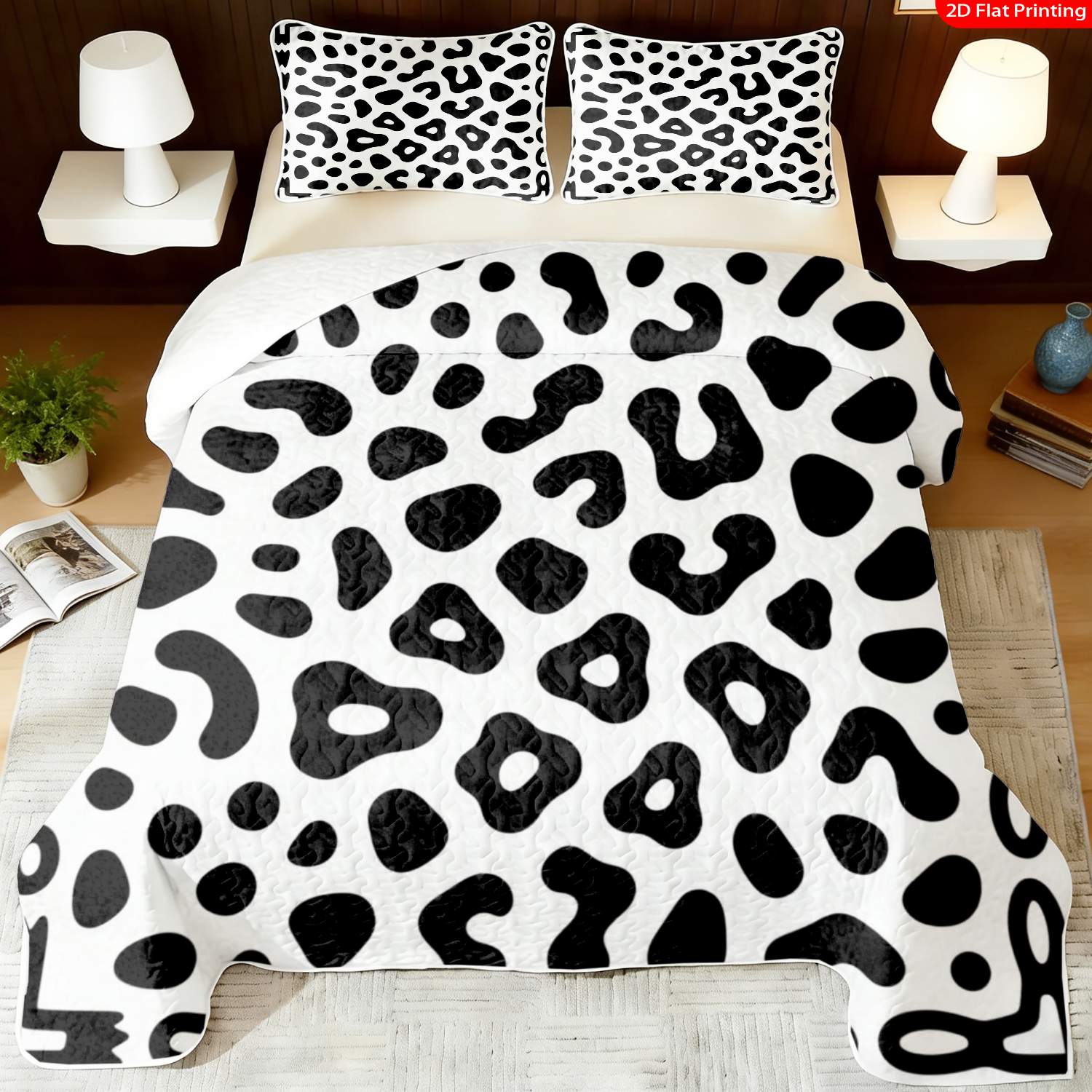 3 pcs, 2D Flat Print Leopard Pattern Animal Print Bedspread Set, Soft and Comfortable, Multiple Sizes Available, Suitable for Gifting and Daily Use, Ideal for Creating a Cozy Home Atmosphere(1 bedspread , 2 pillowcases)