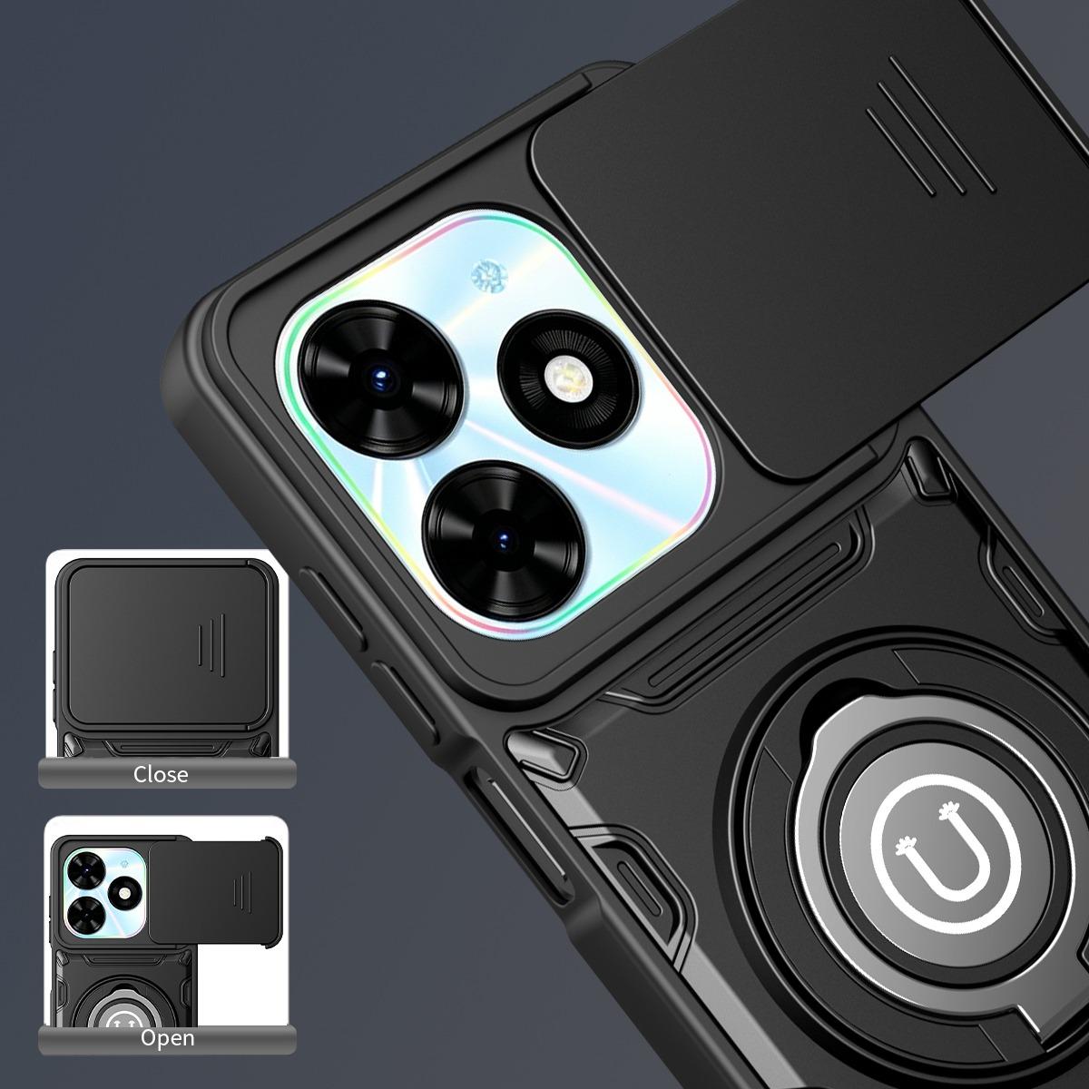 New 360 Rotating Magnetic Stand Phone Case for Tecno Spark20 & Tecno PoP8, Anti-Drop Phone Shell with Camera Cover Protection