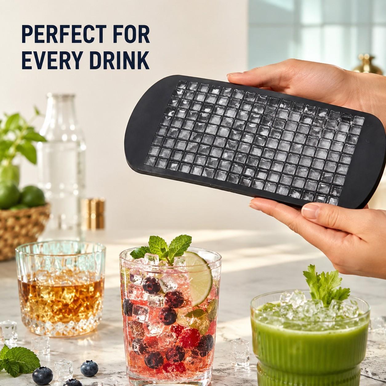 160-Cavity Silicone Mini Ice Cube Mold, Small Square Ice Tray for Drinks & DIY