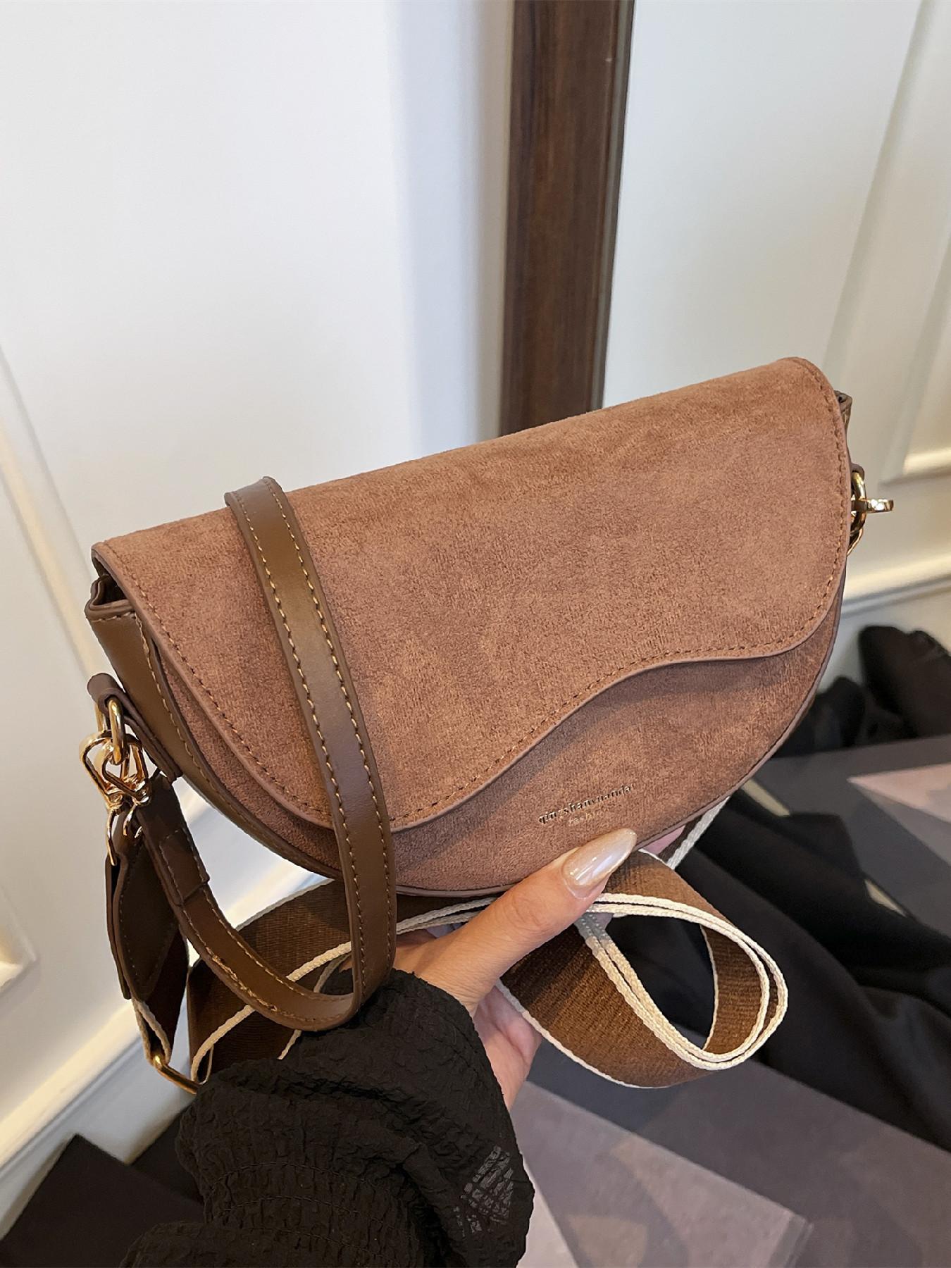 Christmas Gift,25 fall&winter ,Women's Fashionable Saddle Bag, Casual Versatile Crossbody Bag with Wide Shoulder Strap, Trendy All-match Commuter Bag for Daily Used, Everyday Bag